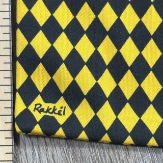 Photo of Vtg Rakkei Rama World Geometric Checkered Flight Scarf Yellow Black USA 41.5”