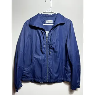 Photo of Vtg Wilson Lightweight Windbreaker Jacket Navy Blue Plaid Lined Full Zip Size L