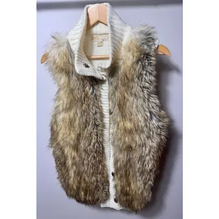 Photo of Women MICHAEL Michael Kors Faux Canadian Fox Fur Sweater Vest Wool Blend Medium