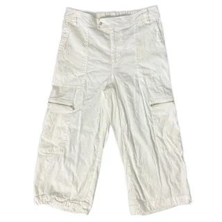 Photo of Vince White Cargo Zipper Pocket Linen Blend Straight Bungee Ankle Pants size 10
