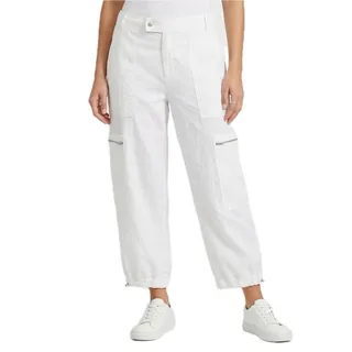 Photo of Vince White Cargo Zipper Pocket Linen Blend Straight Bungee Ankle Pants size 10