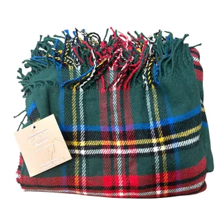 Photo of Manifattura C.B.M. Tartan Throw Blacket NWT 28x51in Red Fringe Made In Italy