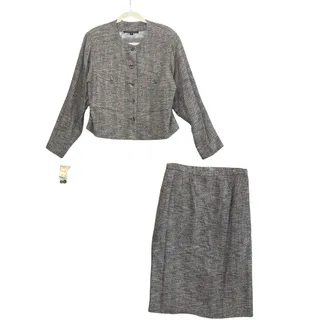 Photo of Brooks Brothers Wool Silk Tweed 2 Pc Suit Set Vintage NWT Women's Sz 16 Gray 90s