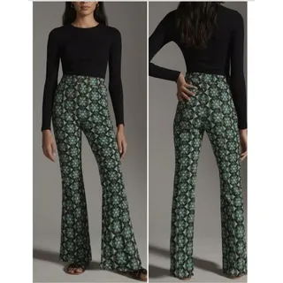 Photo of Anthropologie Maeve Size Large Flared Pants Sabine Knit Kick Flare Retro Funky