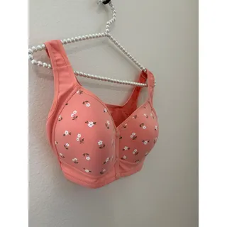 Photo of Daisy Bra Size Large Snap Front Closure Pink Floral Wireless Comfy Post Surgery