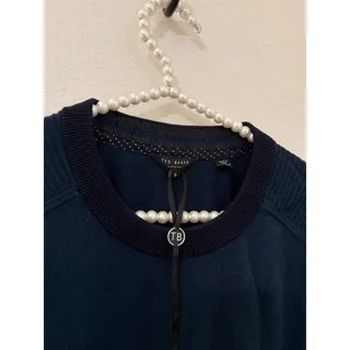 Photo of NEW Ted Baker Women's Size 6 Sweater Dark Blue Green Cotton Crewneck Pullover