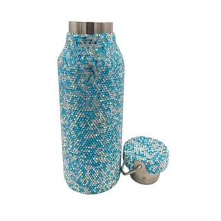 Photo of Diva Rhinestone Stainless Steel Water Bottle Red & Clear