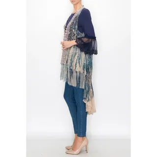 Photo of Origami Hi-Lo Lace Vest Navy Small