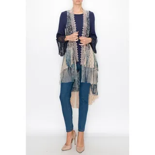 Photo of Origami Hi-Lo Lace Vest Navy Small