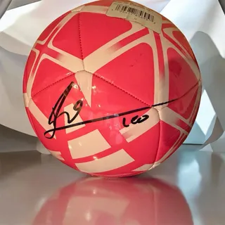 Photo of Lionel Messi Signed Pink Adidas Soccer Ball Global Authentics COA GV979076
