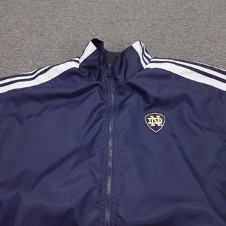 Photo of Vintage Notre Dame Fighting Irish Jacket Mens XL Blue Football Adidas Full Zip