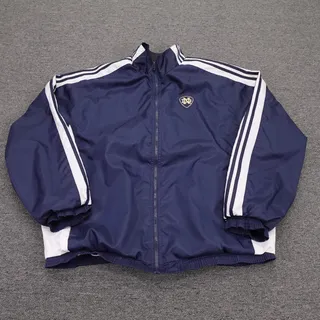Photo of Vintage Notre Dame Fighting Irish Jacket Mens XL Blue Football Adidas Full Zip