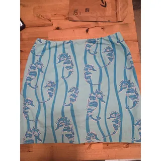 Photo of Vintage Lilly Pulitzer Seahorse Mini Skirt Blue Turquoise Label Y2K Size 10