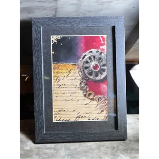 Photo of Steampunk Gear Framed Art 5x7 Vintage Industrial Gothic Decor