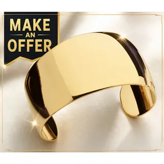 Photo of Vintage Park Lane "Bold Beauty" Wide Gold Tone Cuff Bracelet NOS NEW