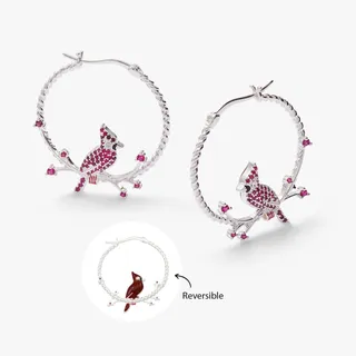 Photo of Cardinal Reversible Hoop Earrings: Silver