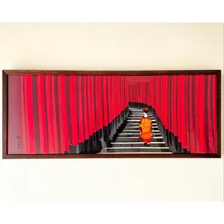 Photo of Eirakuya Japanese Tenugui Torii Gate Maiko Geisha Framed Wall Art