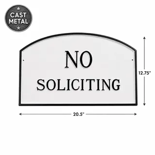 Photo of No Soliciting Sign Plaque Cast Aluminum 20.5" x 12.75" with Lawn Stakes