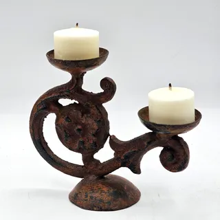Photo of Vintage Cast Iron Wall Candle Holder Floral Scrollwork Rustic Gothic Distressed