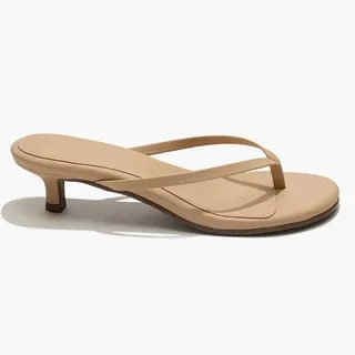 Photo of TKEES Julia Leather Thong Kitten Heel Sandal Sunkissed 10 NWT Classic Minimalist