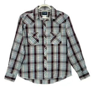 Photo of Wrangler Size L Vintage Pearl Snap Shirt Western Thick Stitch Plaid Lightweight
