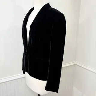 Photo of Lauren Ralph Lauren Size 6 Velvet Blazer Silk Blend Black Jacket Holiday Formal