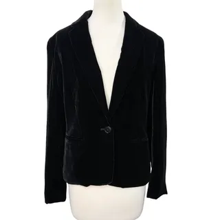 Photo of Lauren Ralph Lauren Size 6 Velvet Blazer Silk Blend Black Jacket Holiday Formal