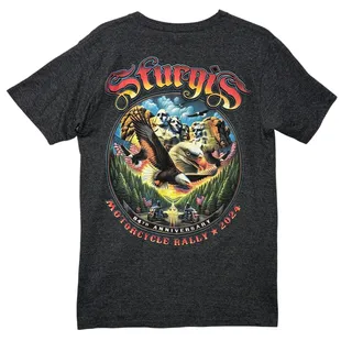 Photo of Sturgis T-Shirt 84th Anniversary Motorcycle Rally 2024 Eagle Mount Rushmore Gray