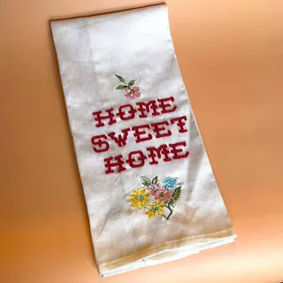 Photo of Pioneer Woman Home Sweet Home Embroidered Floral Kitchen Towel 100% Cotton