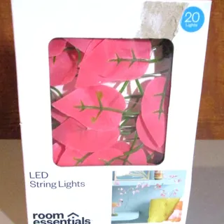 Photo of Room Essentials LED Pink Leaf String Lights 20 Lights USB Battery Timer 7 Feet