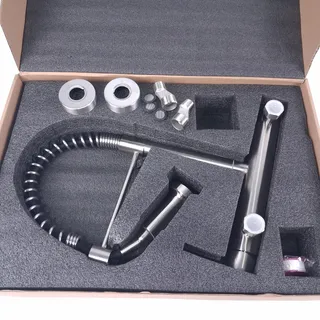 Photo of Pull Down Kitchen Sink Faucet Commercial Style Brushed Nickel Single Handle