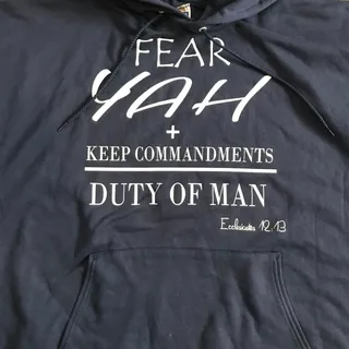 Photo of Vintage 2006 Hanes Fear Yah Keep Commandments Hoodie Navy 2XL Christian Faith