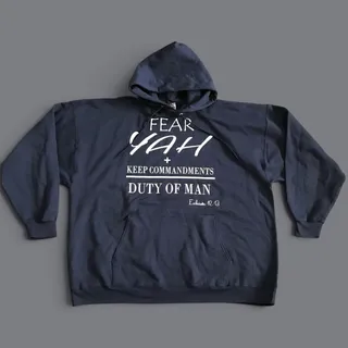 Photo of Vintage 2006 Hanes Fear Yah Keep Commandments Hoodie Navy 2XL Christian Faith