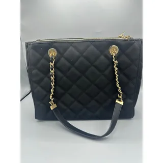 Photo of Madison West Black Quilted Shoulder Bag Gold Chain Leather Strap 13x10.5 EUC