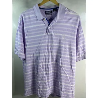 Photo of Chaps Shirt Mens XL Purple White Striped Natural Stretch Classic Fit Polo 46 48