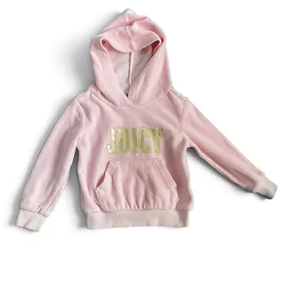Photo of Juicy Couture Kids Pink JUICY Pullover Hoodie Size 2T Y2K Rhinestone Logo Top