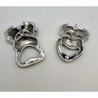 Photo of WOW!! Vintage Metal Comedy Tragedy Theatre Wall Masks New Orleans Mardi Gras 8”