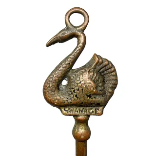 Photo of Vintage English Brass Toasting Fork Fairy Fork Swanage Souvenir Swan 18.5"