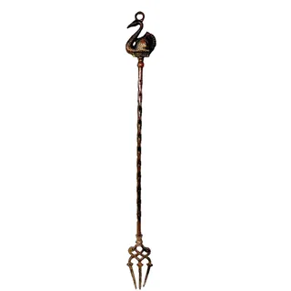 Photo of Vintage English Brass Toasting Fork Fairy Fork Swanage Souvenir Swan 18.5"