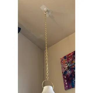 Photo of Floral Lantern Hanging on Gold Chain, Ceramic Candle Holder, PartyLite Sonata