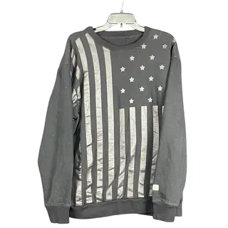 Photo of Blacksmith Men's Flag Sweatshirt 2XL - Charcoal Gray Metallic US Flag Crew - Patriotic