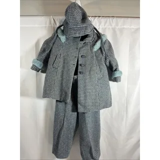 Photo of Vintage Blue Wool Child Girls Winter Snow Suit ~ Jacket, Pants, & Hat