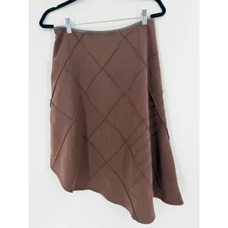 Photo of Hazel Y2K Brown Asymmetrical skirt sz Small Geometric Artwear Boho Fairy Grunge