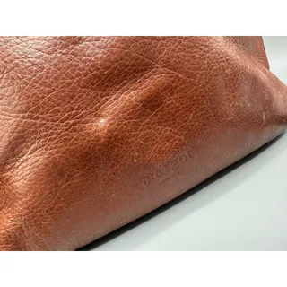 Photo of Margot New York Cognac Brown Leather Double Zip Crossbody Bag Purse 9.5x9.5 GUC