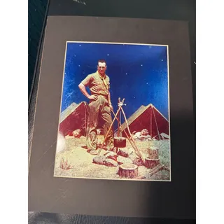 Photo of Norman Rockwell 'The Scoutmaster' Vintage Matted Print