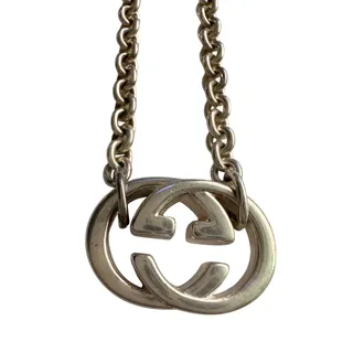 Photo of GUCCI Interlocking GG Logo Necklace (16") Sterling Silver