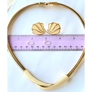 Photo of Vintage Glamour: Signed Trifari Set Gold Cream Enamel MCM