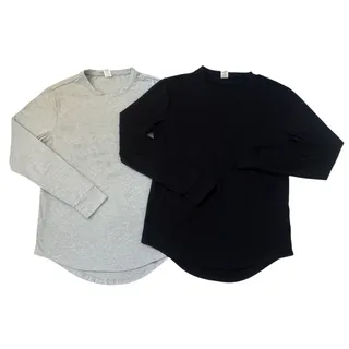 Photo of Gray & Black Long Sleeve Crewneck T-Shirts Womens Size S