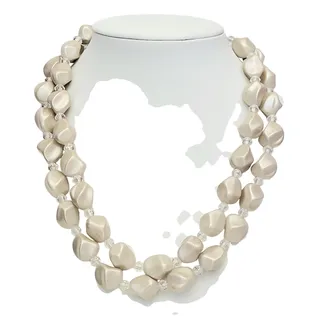 Photo of Vintage Double Strand Pearl Collar Necklace | Mid-Century Modern Germany