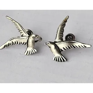 Photo of Sterling Silver Seagull Bird Earrings Screw On Vintage Signed BEAU